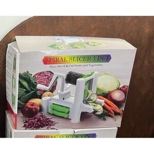 3 in 1 Fruit & Vegetable Spiral Slicer Cutter 3 Blades New